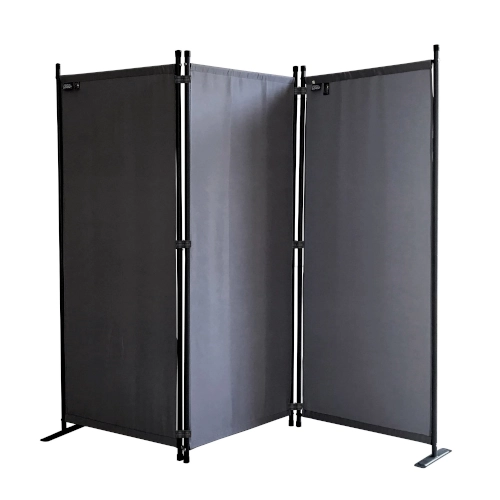 QUICK STAR Paravent 3-teilig 170x165 cm in Grau